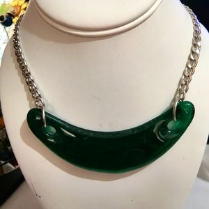 Emerald Green Stained Glass Crescent Moon 🌙 Choker